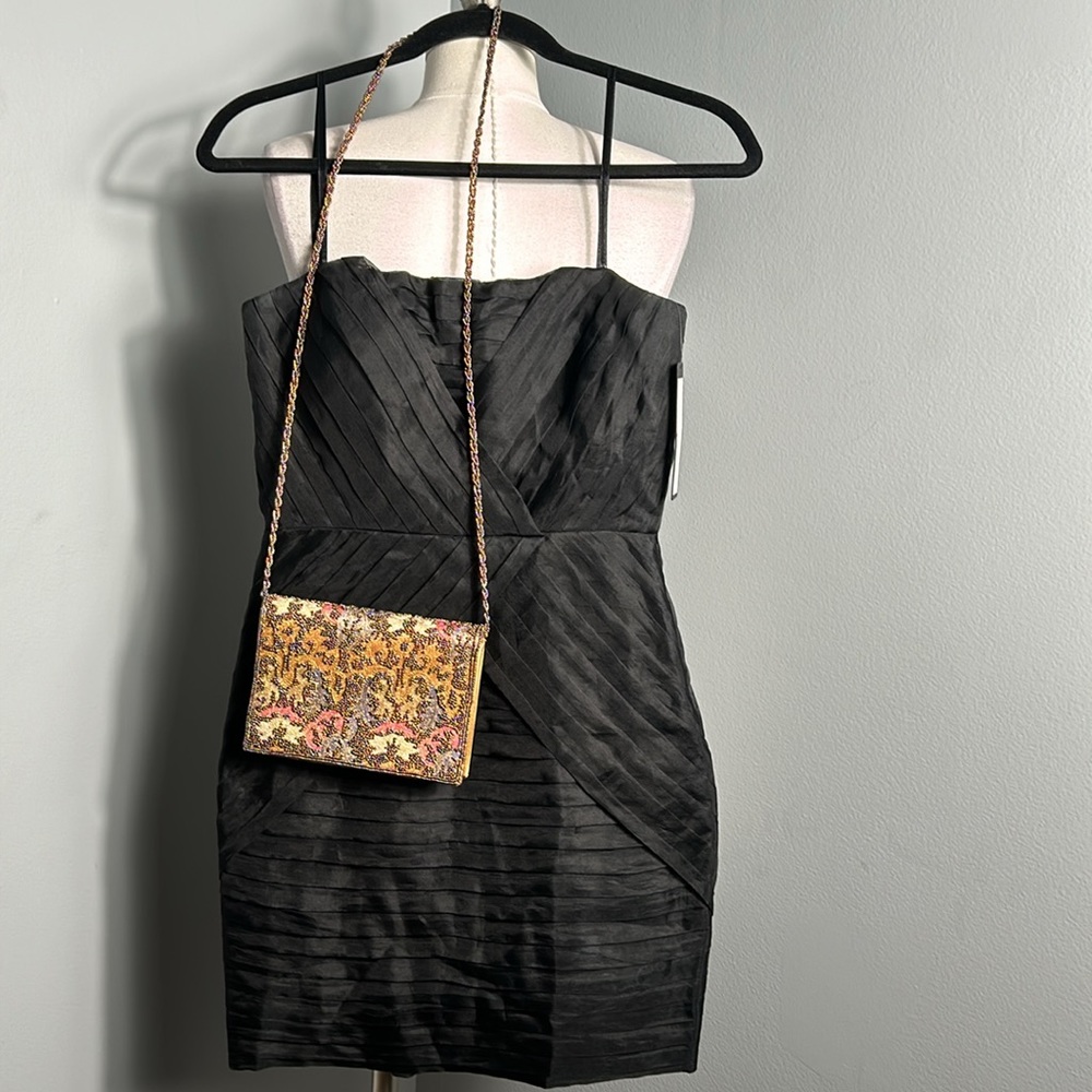 Robert Rodriguez Silk Little Black Strapless Tiered Mini Party Cocktail Dress 2